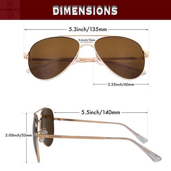 🇺🇸SIBERIAN 100%Genuine Glass BROWN Classic GOLD Frame Premium Aviator Unisex - Picture 4 of 15